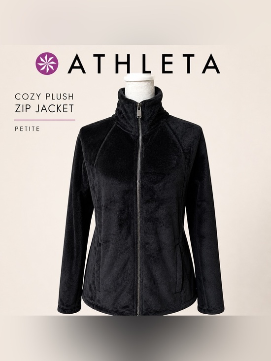 Athleta Jackets & Blazers - Athleta Black Plush Full-Zip Teddy Jacket New
